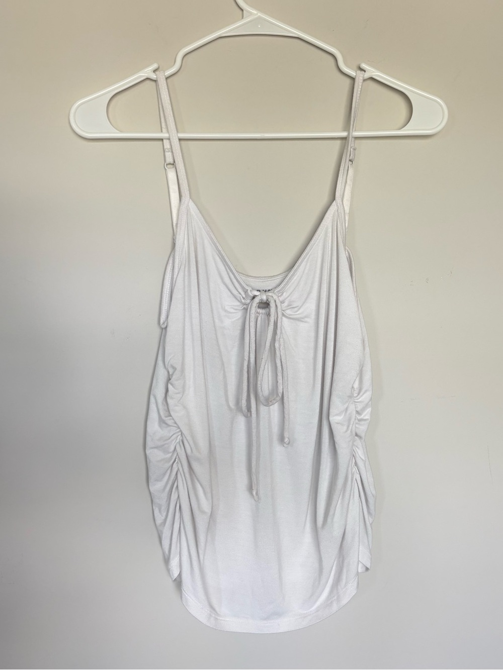 Old Navy White Ruched Camisole Tank Top Adjustable Straps Size Large
